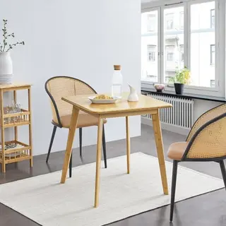 [en.casa] Eettafel, Vierkant, Voor 2 Personen, Keuken, Eetkamer, Draagkracht 10 Kg, Bamboe, 75 X 70 X 70 Cm, Natuur
