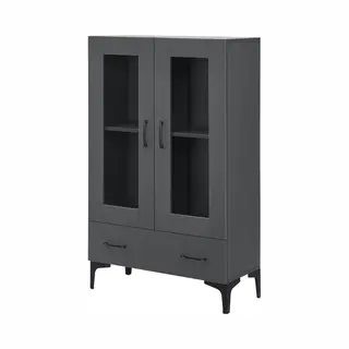 [en.casa] - Vitrinenschrank Søndersø 70x31x115 Cm Dunkelgrau