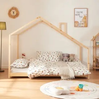 Hausbett Siuntio 140x200cm Kiefernholz Natur [en.casa]