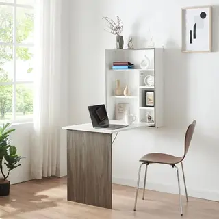 En.casa Klapptisch, Wandklapptisch »Greve« Weiß / Holzoptik