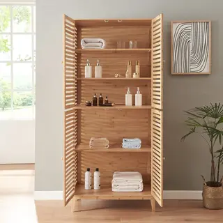 En.casa Mehrzweckschrank Badezimmerschrank »Raurgela« 180x80x40 Cm Bambus