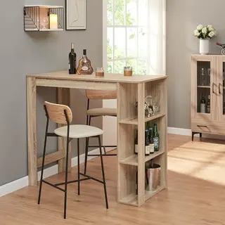 Bartafel Danderyd Met 3 Planken 120x60x105, 5 Cm Eikenkleurig [en.casa]
