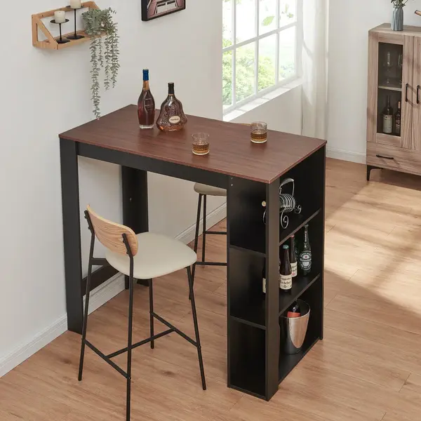 En.casa Bartisch, »Danderyd« 120x60x106 Cm Mit 3 Ablagefächern Schwarz/Walnussoptik thumbnail