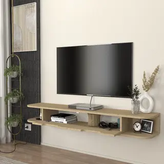 Tv Meubel Karjali Zwevend 150x30x19 Cm Eikenkleurig [en.casa]