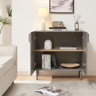 Sideboard Starvili Mit 2 Türen 75x76x38 Cm Grau [en.casa]