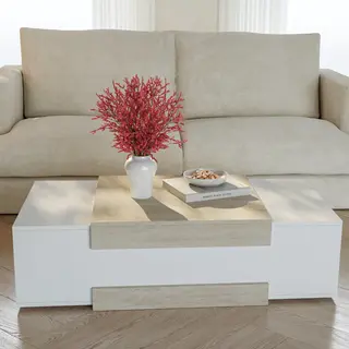 Couchtisch Eljak 110x57x31 Cm Weiß/travertin [en.casa]