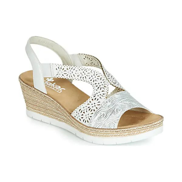 Rieker Damen Pantoletten 61916, Frauen Slipper, Slides, Slip-ons, Backless Slipper, Mules, Gartenschuhe, Sommerschuhe, sommerclogs, Weiss (80), 38 Eu thumbnail