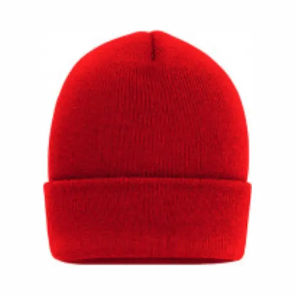 Myrtle Beache - Dubbel Gebreide Muts Met Extra Brede Omslag - Rood - One Size. thumbnail