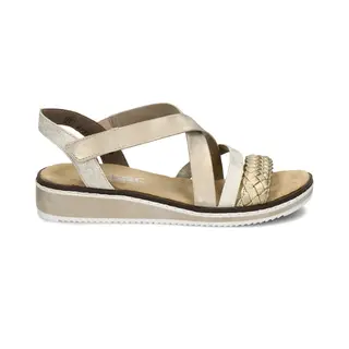 Rieker V3663-90 Light Gold Womens Flat Sandals In A Plain Man-made In Size 42