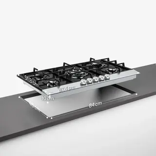 Klarstein Verosteel Gaskookplaat, 90 Cm, 5 Pitten, 10400 W, Glas En Roestvrij Staal, Lpg/aardgas, Elektrische Ontsteking, Vlambeveiliging,