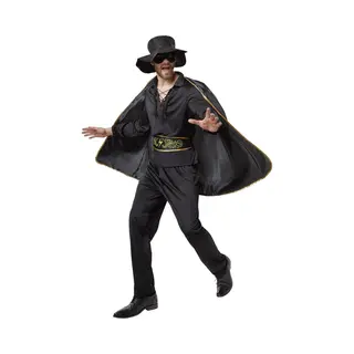 Dressforfun 900531 - Herrenkostüm Zorro, In Schwarz Gehaltenes Zorro-Outfit Inkl. Cape, Maske Und Hut (Xxl | Nr. 302664)
