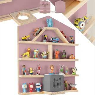 Tectake® Houten Wandrek - Plank Met Magneetstrips Voor Wandmontage - Wandplank Voor Kinderkamers - Opberger - Compatibel Met Tonies En Toniebox -