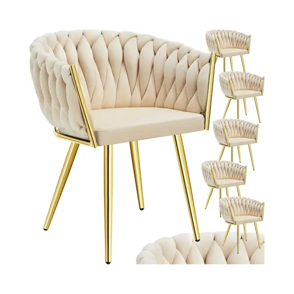 Tectake® Samt Stuhl, Schalenstuhl Mit Armlehne In Knoten Optik, Esszimmerstühle, Sessel Modern Für Wohnzimmer, Esszimmer, Als Küchenstühle, Für thumbnail