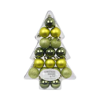 Inge-glas Inge Christmas Kerstballen - Klein - 17x St - Groen - D3 Cm - Kunststof - Kerstversiering