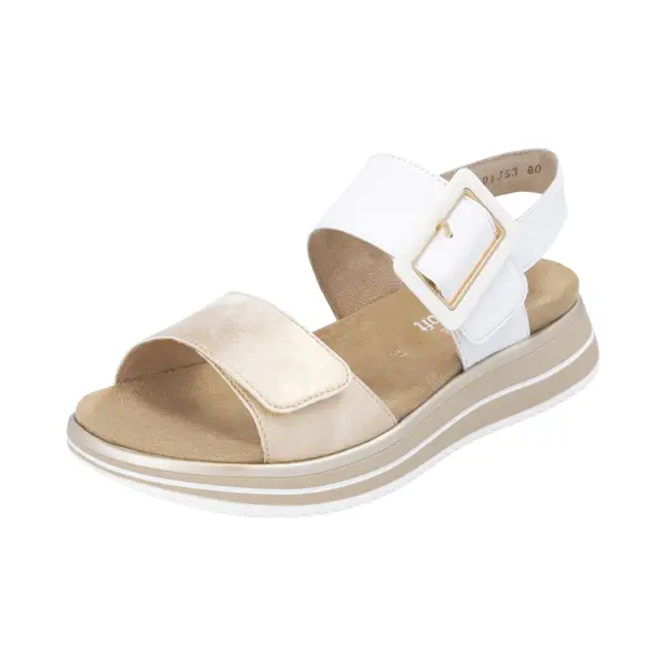 Remonte D1J53-80 Leniella Elle White Beige Womens Comfortable Sandals In A Plain Leather In Size 38 thumbnail