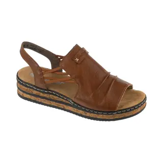 Rieker 62962-22 Tan Womens Flat Sandals In A Plain Man-made In Size 38