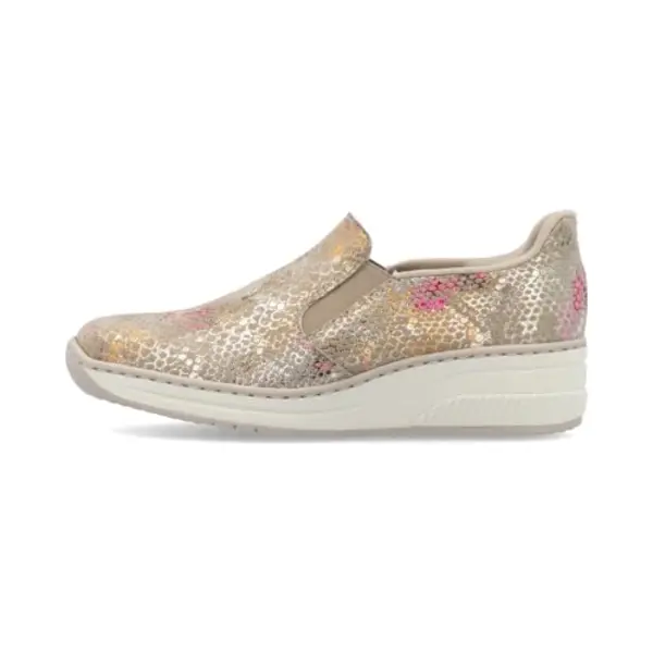 Rieker Ready 2 Go 48761 Shimmer Suede Neutral Tone Slip On Shoes (Multi, Uk Footwear Size System, Adult, Women, Numeric, Medium, 7.5) thumbnail