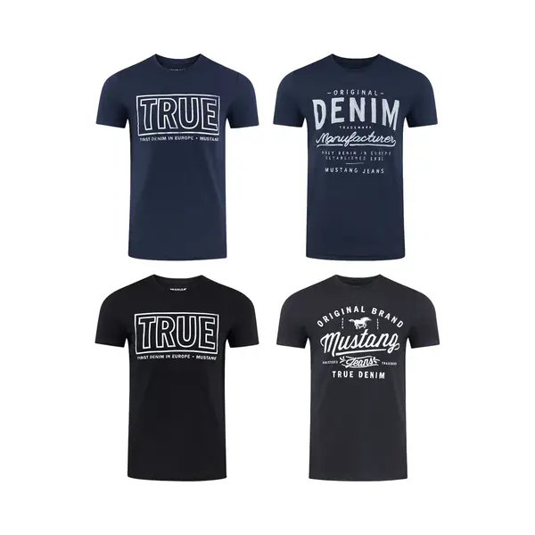 Mustang Herren T-Shirt Mehrfarbig Rundhals Regular Fit S Bis 6XL thumbnail