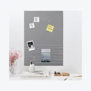 Navaris Photo Pin And Clip Board - Velvet Board For Hanging, Pinning, Displaying Photos, Pictures For Bedroom - Contemporary Pinboard - Grey, 70x50cm