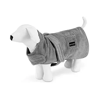 Navaris Hundebademantel Hundehandtuch - Handtuch Für Hund Mittelgroß - Träger Verstellbar Mit Klettverschluss - Hunde Bademantel Weich Bequem