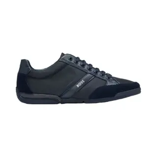 Boss For Man. 50498265 Saturn Navy Leather Trainers (41), Flat, Laces, Casual