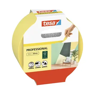 Tesa Professional 50 m Painters masking tape Suitable for indoor use Suitable for outdoor use Yellow