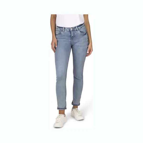 Denimfy Jeans Damen Lang Stretch Slim Fit Mid Waist DFElla Jeanshose Baumwolle Denim Blau Xl, Größe, Xl, Farben, Light Blue Denim (L177) thumbnail