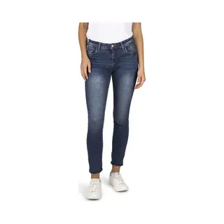 Denimfy Jeans Damen Lang Stretch Slim Fit Mid Waist DFElla Jeanshose Baumwolle Denim Blau Xl, Größe, Xl, Farben, Middle Blue Denim (M282)