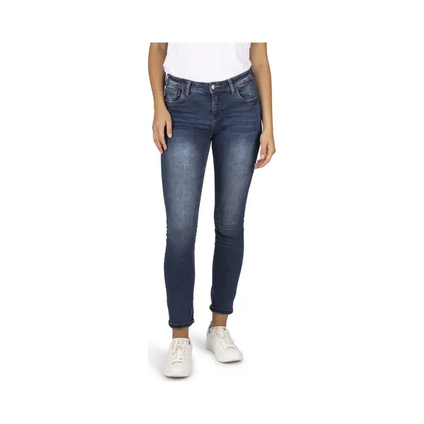 Denimfy Jeans Damen Lang Stretch Slim Fit Mid Waist DFElla Jeanshose Baumwolle Denim Blau Xl, Größe, Xl, Farben, Middle Blue Denim (M282) thumbnail