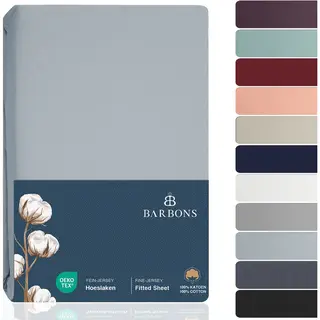Barbons Hoeslaken 140 X 200 - Hoeslakens Jersey 145 G/m² - 100% Katoen - Lichtblauw