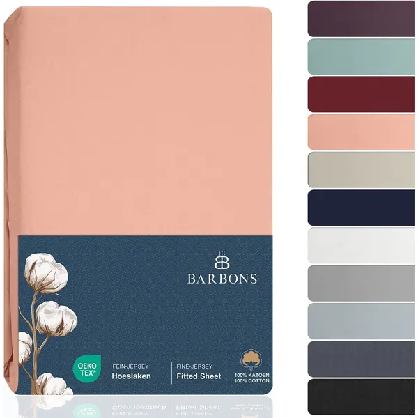 Barbons Hoeslaken 200x200 - Hoeslakens Jersey 145 G/m² - 100% Katoen - Roze thumbnail