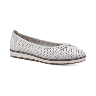 Tamaris Damen Klassische Ballerinas, Frauen Ballerinas, TOUCHit-Fußbett, Rose, Touch-it, beige, rosa, atmungs-aktiv, bequem, White Leather, 40 Eu