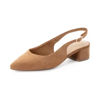 Tamaris Capone Mack 40 Tan Suede Womens Slingback Shoes 29500-42-305 In A Plain Suede Leather In Size 39