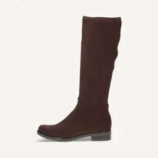 Caprice Dames Hoge Laarzen Zonder Hakken, Kniehoch Veganistisch, Bruin (Dk Brn Stretch), 38, 5 Eu