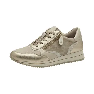 Jana Women’s Flat Sneakers With Zip Vegan, Beige/Gold, 6, 5 Uk