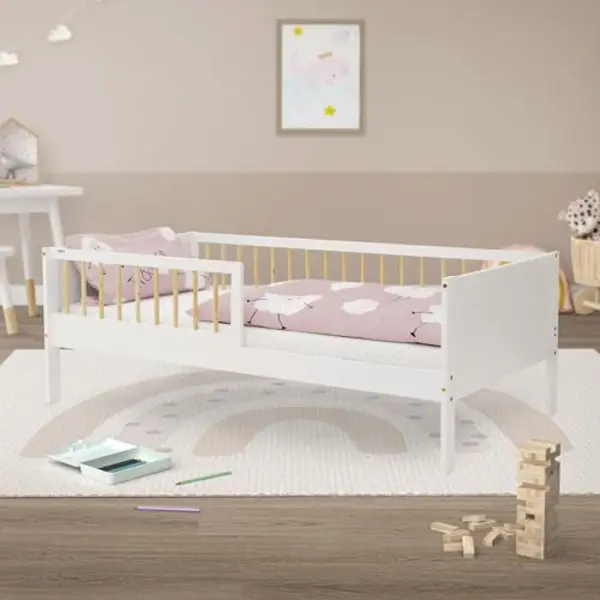 Ml-Design Jugendbett Bodenbett Juniorbett Inkl. Lattenrost Einzelbett Für Kinder Kinderbett, Junior-Bett Mit Rausfallschutz Bettrahmen Aus Mdf / thumbnail