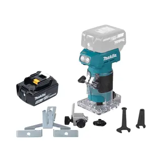 Makita, Molen, Drt 52 T1 Accukantenfrees 18 V 6 Mm Borstelloos + 1x Accu 5.0 Ah - Zonder Oplader