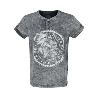 Rock Rebel By Emp T-Shirt In Vintage Optik Und Knopfleiste T-Shirt Schwarz In 3XL