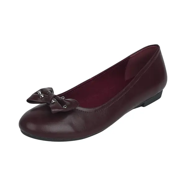 Rock Rebel By Emp Dunkelrote Ballerinas Mit Schleife Und Nieten Ballerina Dunkelrot In EU39 thumbnail