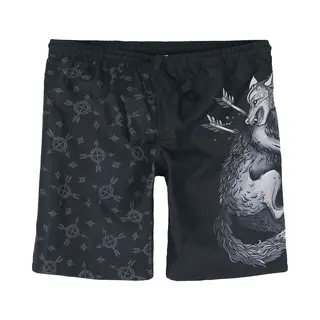 Black Premium By Emp Zwembroek - Swim Shorts With Wolf Print - S Tot Xxl - Voor Mannen - Zwart