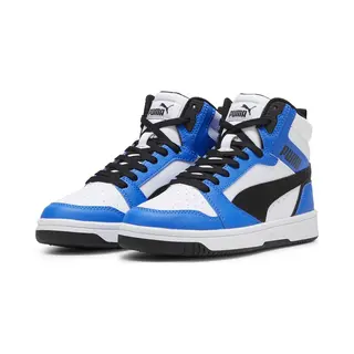 Puma Unisex Kinder Rebound V6 Mid Jr Turnschuhe, Puma White Puma Black Racing Blue, 35.5 Eu