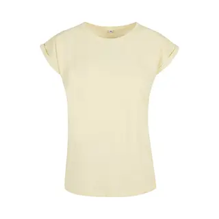 Build Your Brand Damen T-Shirt Ladies Extended Shoulder Tee, Lang Geschnittenes T-Shirt Für Frauen, Baumwolle, Softyellow, Xxl