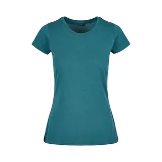 Build Your Brand Damen Basic Tee – Figurbetontes Baumwoll T-Shirt Mit Rundhalsausschnitt & Kurzen Ärmeln, Ideal Für Alltag, Freizeit & Veredelung,