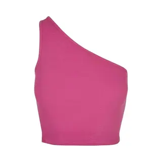 Urban Classics, Damen, Shirts, Ladies Cropped Asymmetric Top - 4710, Violett, (L)