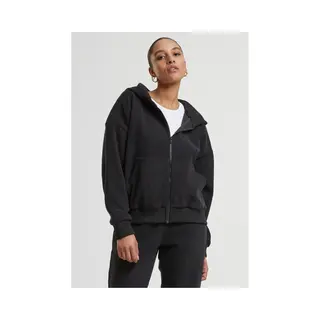 Urban Classics Ladies Jacquard Velvet Oversized Zip Hoody Black, L