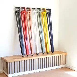 Sotech 4er Set Tischbein ColorLine In F-Form Höhe 745 Mm Verstellbar Blau Konisch Zulaufend Von 70 Auf 40 Mm Mit Klemmschraube (ohne Bohren) Für