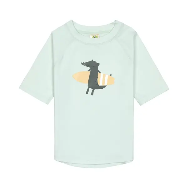 LÄSsig Splash & Fun Baby Und Kind Kurzarm Badeshirt Schwimmshirt Rashguard Mit Uv-Schutz - Crocodile Sea Foam, 19-24 Monate, Größe 92 thumbnail