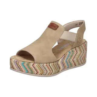 Rieker Sandales Compensées Pour Femme Beige 36 Eu