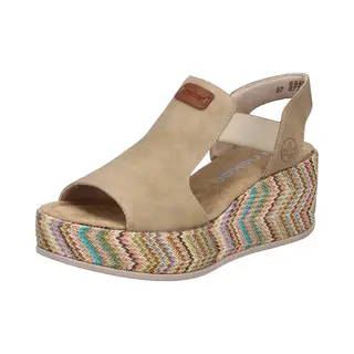 Rieker Sandales Compensées Pour Femme Beige 40 Eu