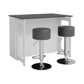 Vicco Bartisch Dominic, Anthrazit/Weiß, 116 X 37 Cm Mit 2 Barhockern (3-St)